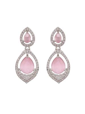 Pink american dimond & silver plated stud  earrings 4