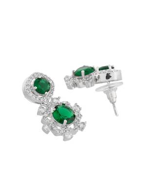green  american dimond & silver plated stud earrings 3