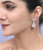 Pink american dimond & silver plated stud earrings