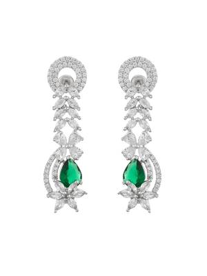 green  american dimond & silver plated long earrings 4