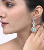 Mint green american dimond & silver plated drop earrings