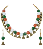 Tiranga/tricolour/national flag necklace set handmade fashion jewellery for independence day/republic day women & girls