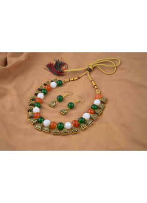 Tiranga/tricolour/national flag necklace set handmade fashion jewellery for independence day/republic day women & girls 2