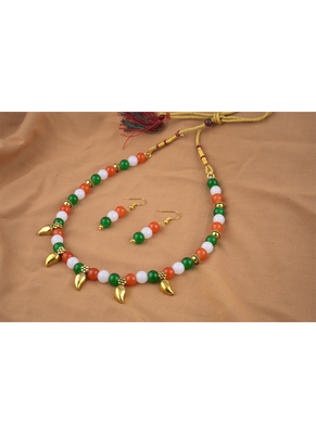 indian tiranga/tricolour/national flag necklace set handmade fashion jewellery for independence day 2
