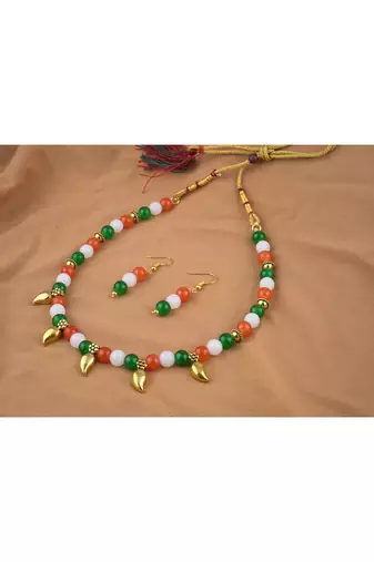 indian tiranga/tricolour/national flag necklace set handmade fashion jewellery for independence day