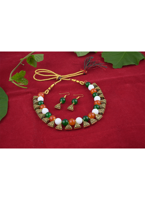 Tiranga/tricolour/national flag necklace set handmade fashion jewellery for independence day/republic day women & girls 3