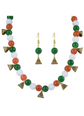 Stylish tiranga/tricolour/national flag necklace set handmade fashion jewellery for independence day. 1