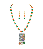 National flag necklace set with peacock pendant & bracelet handmade fashion jewellery for independence day