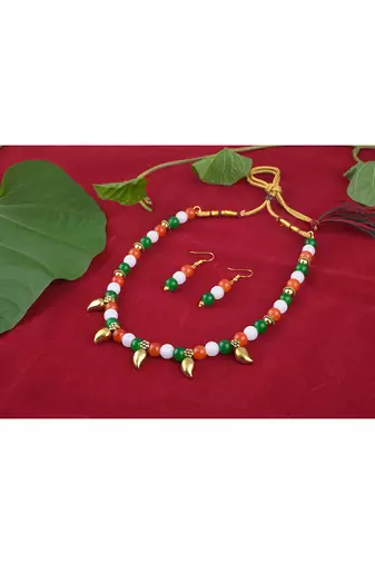 indian tiranga/tricolour/national flag necklace set handmade fashion jewellery for independence day