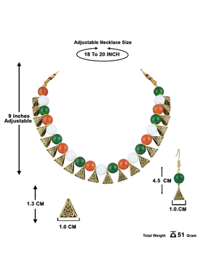 Tiranga/tricolour/national flag necklace set handmade fashion jewellery for independence day/republic day women & girls 4