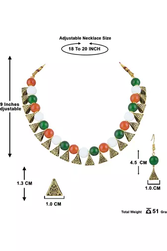 Tiranga/tricolour/national flag necklace set handmade fashion jewellery for independence day/republic day women & girls