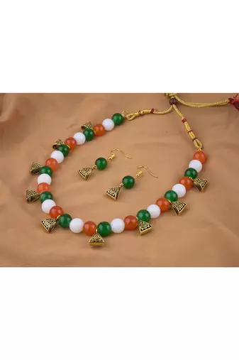 Stylish tiranga/tricolour/national flag necklace set handmade fashion jewellery for independence day.