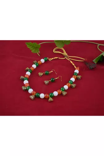 Stylish tiranga/tricolour/national flag necklace set handmade fashion jewellery for independence day.