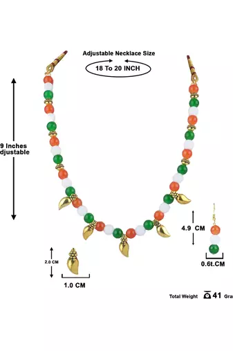 indian tiranga/tricolour/national flag necklace set handmade fashion jewellery for independence day