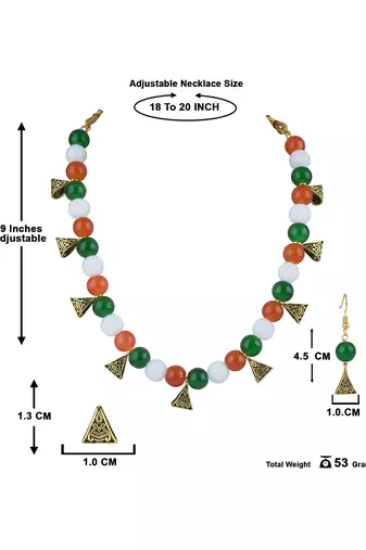 Stylish tiranga/tricolour/national flag necklace set handmade fashion jewellery for independence day.