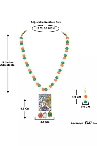National flag necklace set with peacock pendant & bracelet handmade fashion jewellery for independence day