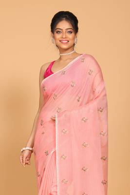Kota embroidery sarees(Peach) 2