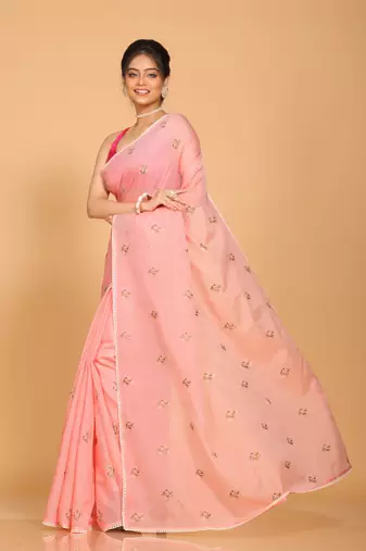 Kota embroidery sarees(Peach)