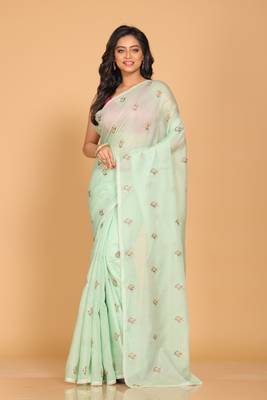 Kota embroidery sarees(Green) 1