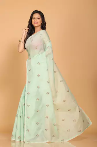 Kota embroidery sarees(Green)