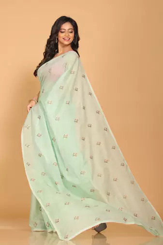 Kota embroidery sarees(Green)