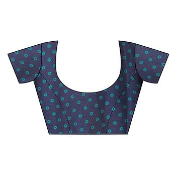 Navy Blue Chiffon Kalmkari Ethnic Motifs Saree With Unstitched Blouse Piece 5