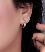 Rose Plated Trendy Bali Huggie Earrings For Wo  And Girls