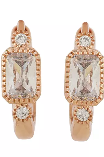 Rose Plated Trendy Bali Huggie Earrings For Wo  And Girls