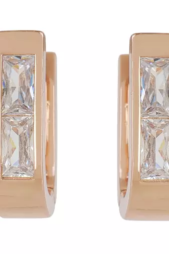 Rose Plated Trendy Bali Huggie Earrings For Wo  And Girls