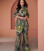 Multicolor Embroidered Georgette Free Size Stitched Anarkali Palazzo Suit. (Size Upto 42) Free size full stitched Up To 42" Size