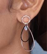 Gold Plated CZ Long Bar Leafe Hoop Dangle Drop Earrings for Girls and Wo 