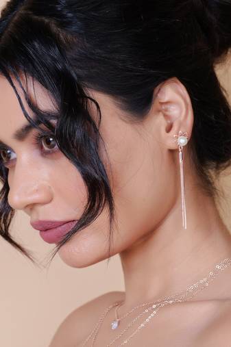 Wo  Set of 3 Rose-Gold-Plated Pear-Beaded Hoop Earrings