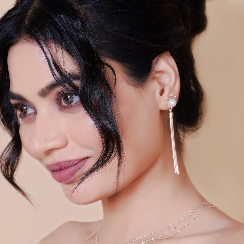 Wo  Set of 3 Rose-Gold-Plated Pear-Beaded Hoop Earrings