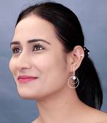 Gold Plated CZ Long Bar Circular Geometric Hoop Dangle Drop Earrings for Girls and Wo 