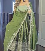 silk gown pant with georgette dupatta sets