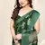 Green Chiffon Floral Print Saree With Unstitched Blouse Piece