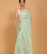 Kota embroidery sarees(Lime Green)