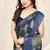 Navy Blue Chiffon Floral Print Saree With Unstitched Blouse Piece