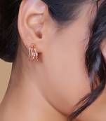 Wo  Set of 3 Rose-Gold-Plated Pear-Beaded Hoop Earrings