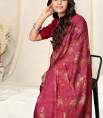 Pink Chiffon Floral Print Saree With Unstitched Blouse Piece