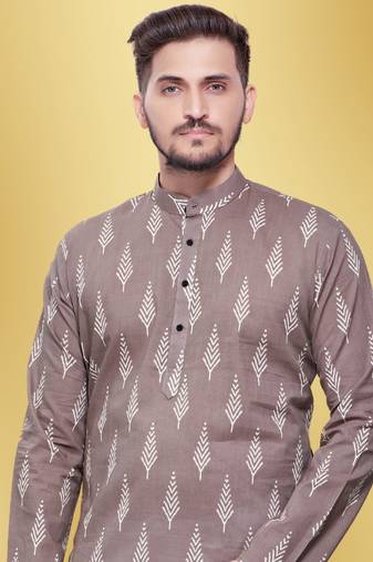 Men's printed cotton kurta set -jypore print