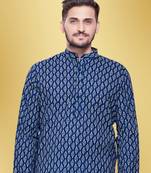 Men's printed cotton kurta set -jypore print