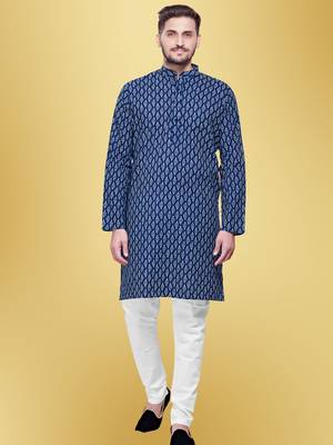Men's printed cotton kurta set -jypore print 2