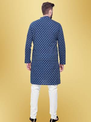 Men's printed cotton kurta set -jypore print 4