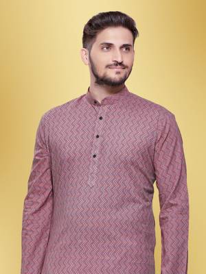 Men's printed cotton kurta set -jypore print 1