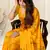 Yellow Chiffon Geometric Print Saree With Unstitched Blouse Piece