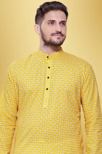 Men's printed cotton kurta set -jypore print