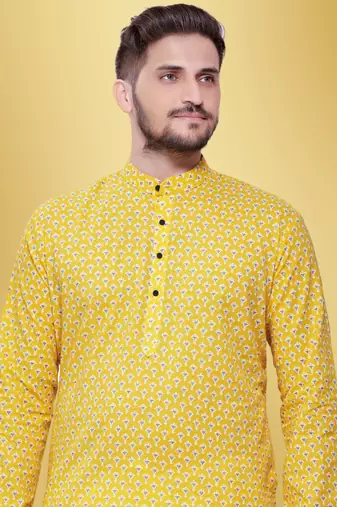 Men's printed cotton kurta set -jypore print