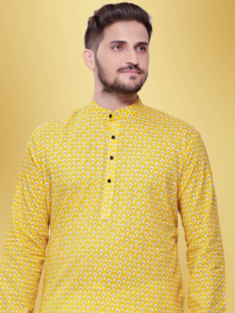 Men's printed cotton kurta set -jypore print