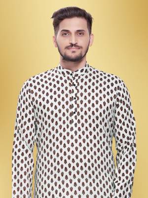Men's printed cotton kurta set -jypore print 1